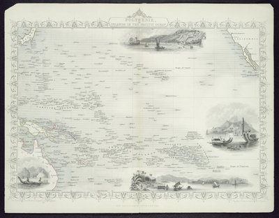 Polynesien oder Inseln im Pazifischen Ozean, aus einer Serie von Weltkarten von John Tallis und Co., New York und London, 1850er Jahre von John Rapkin